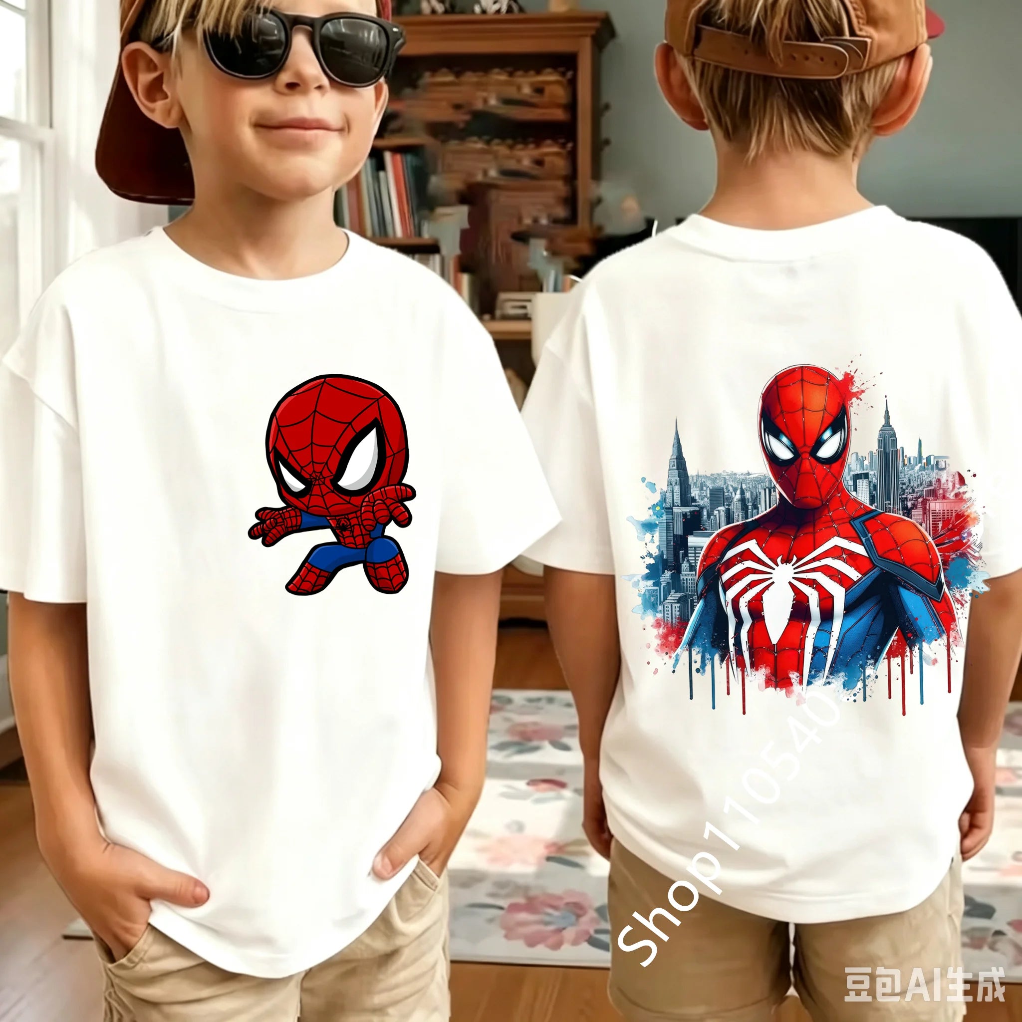 Kids Spider Character T-Shirt | Cute Breathable Summer Tee Graphic Tees - The Eezee Shop