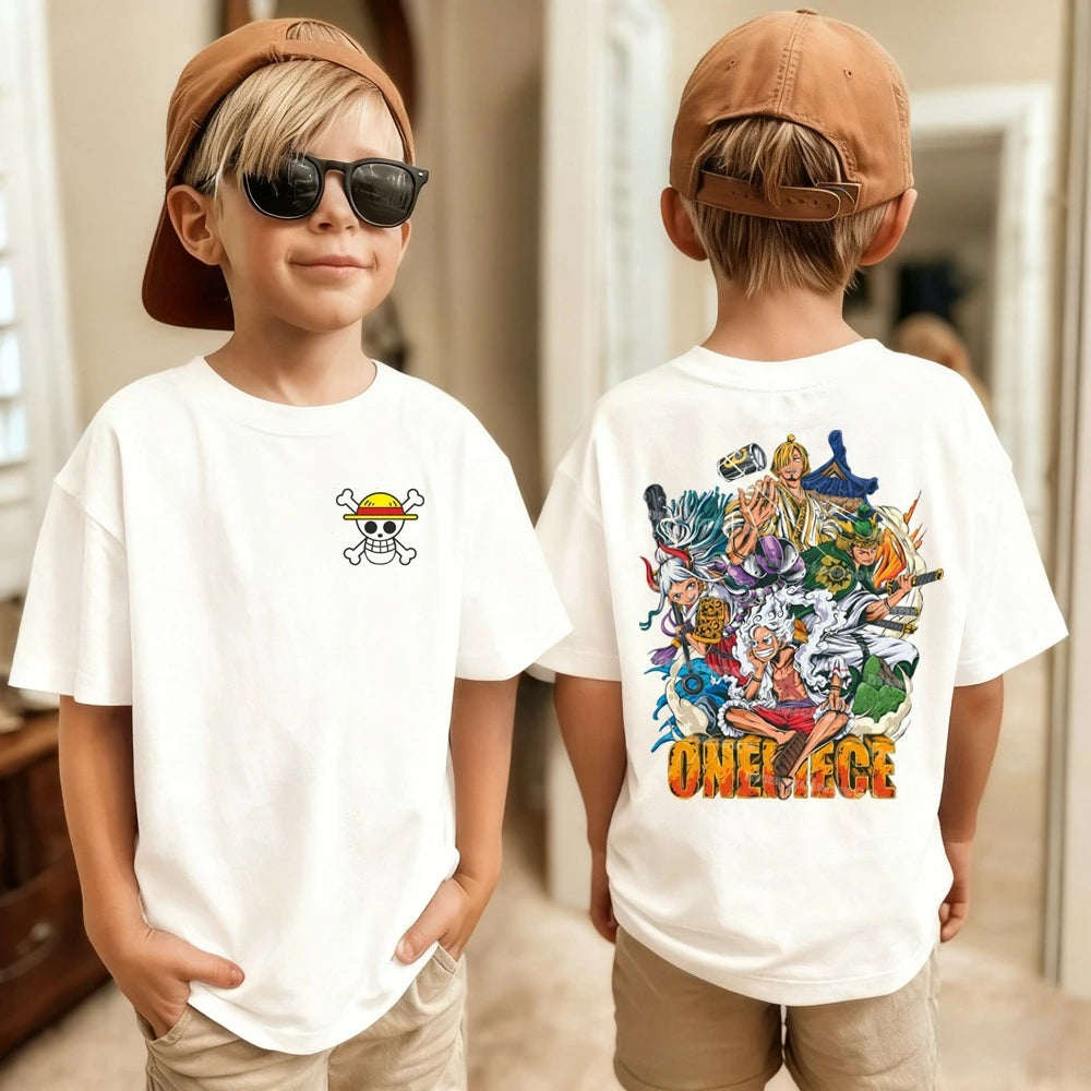 Kids One Piece T-Shirt | Luffy & Zoro Cotton Anime Tee Graphic Tees - The Eezee Shop