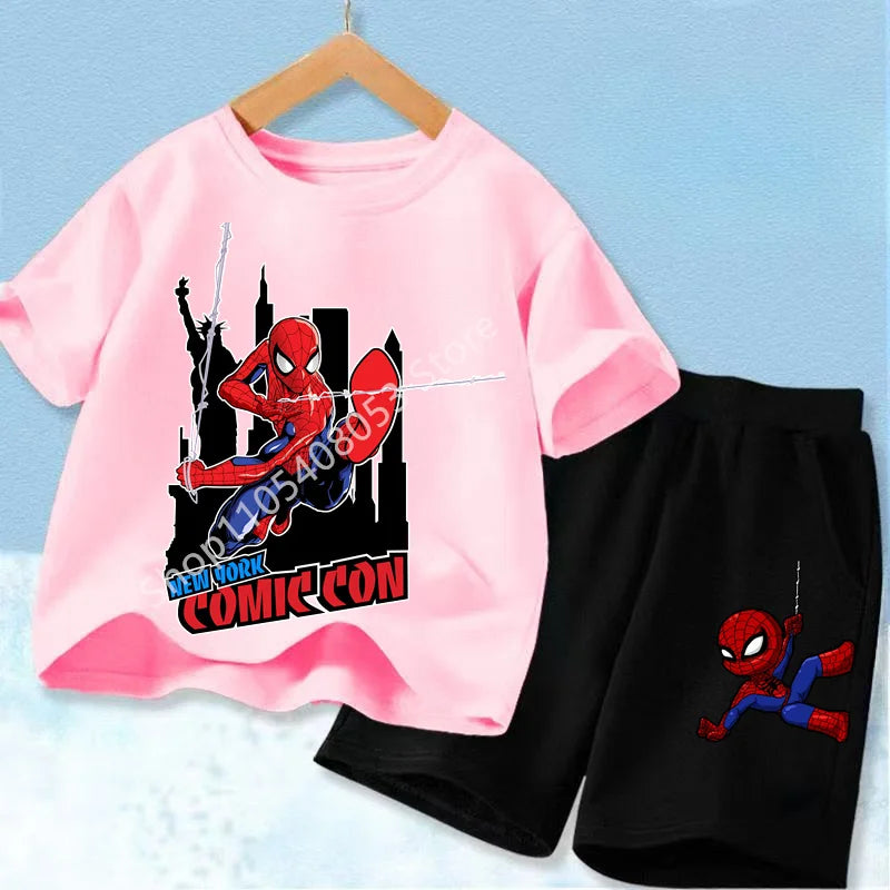 Spider Hero Kids Summer Set | Short Sleeve Top & Shorts Outfit Sets - The Eezee Shop