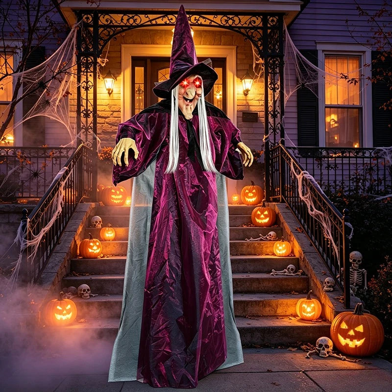 Life-Size Talking Witch Animatronic | Purple Halloween Prop Outdoor Halloween Decorations - The Eezee Shop