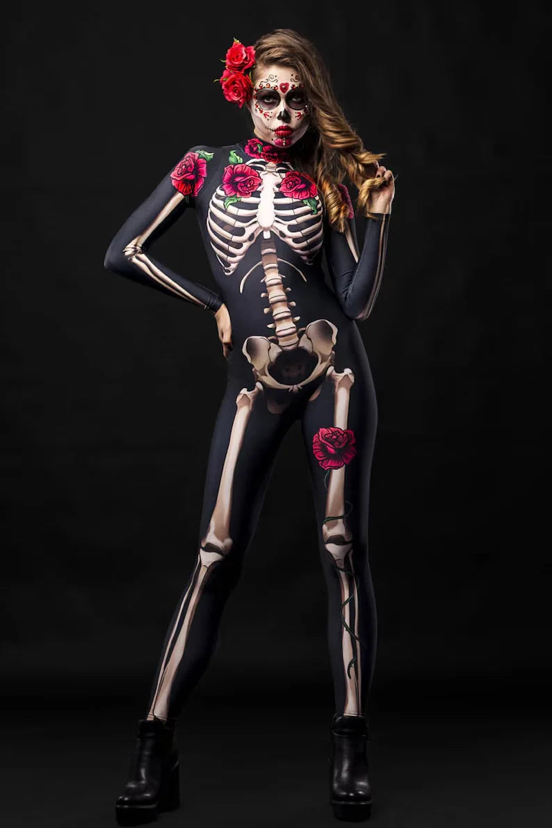3D Skeleton Zentai Bodysuit | Couples Halloween Jumpsuit Halloween Costumes - The Eezee Shop