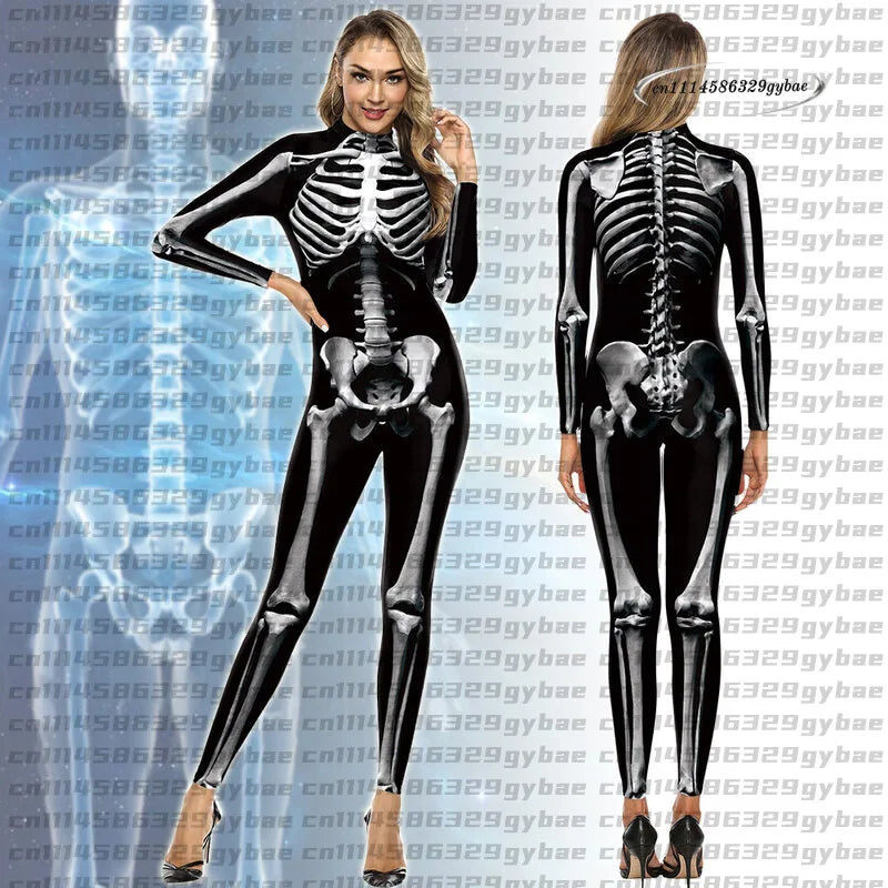 3D Skeleton Zentai Bodysuit | Couples Halloween Jumpsuit Halloween Costumes - The Eezee Shop