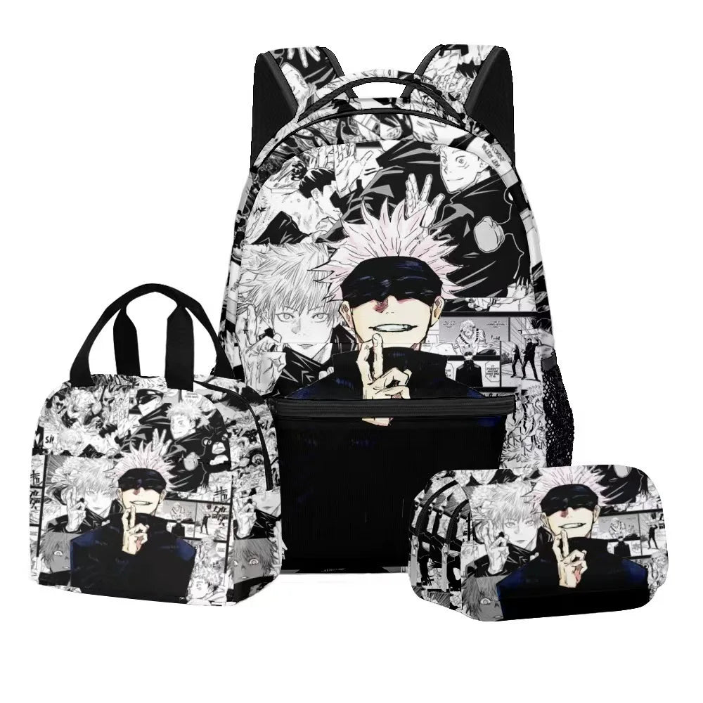 Jujutsu Kaisen Backpack 3-Piece Set | Bag, Pencil Case & Handbag Backpacks - The Eezee Shop