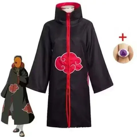 Tobi Obito Cosplay Costume | Akatsuki Coat, Mask & Ring Set Cosplay Costumes - The Eezee Shop