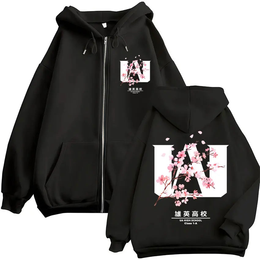My Hero Academia Zip-Up Hoodie | Vintage Fleece Sweatshirt Hoodies & Sweatshirts - The Eezee Shop