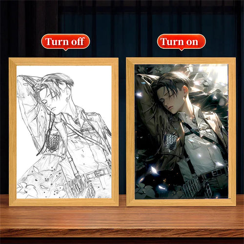 Attack on Titan LED Night Light Painting Frame Anime Wall Decor for Bedroom & Gaming Setup Anime Lamps - The Eezee Shop