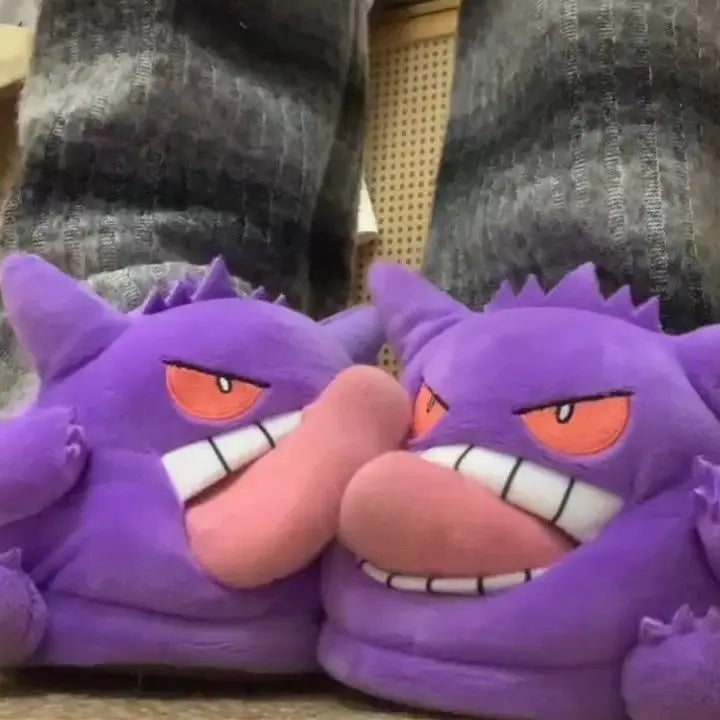 Gengar Plush Slippers | Tongue-Out Warm Winter House Shoes Slippers & Sandals - The Eezee Shop
