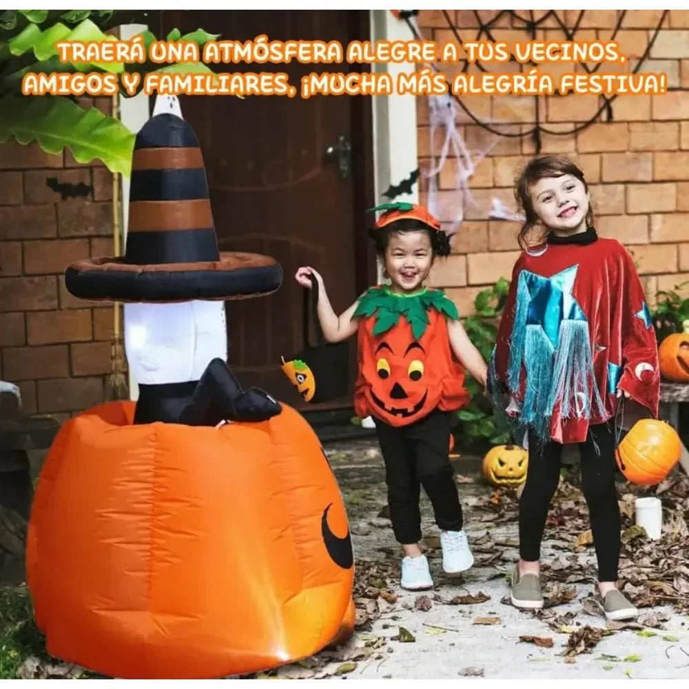 7ft Skeleton Pumpkin Inflatable | LED Halloween Lawn Display Outdoor Halloween Decorations - The Eezee Shop