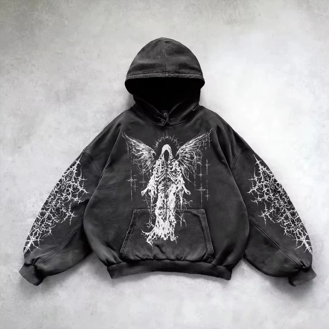 Retro Grunge Graphic Hoodie | Y2K Punk Unisex Pullover Hoodies & Sweatshirts - The Eezee Shop
