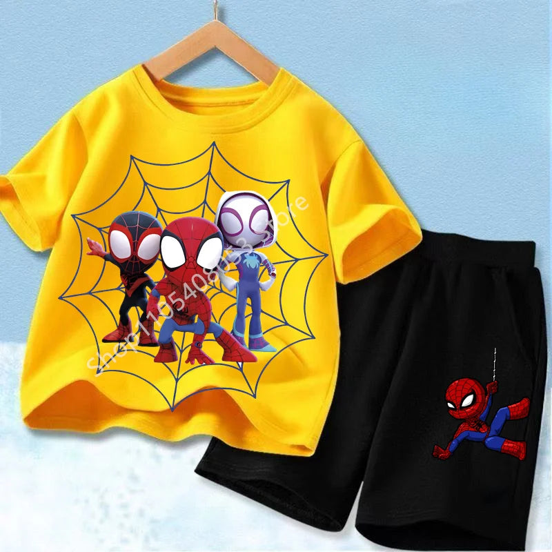 Spider Hero Kids Summer Set | Short Sleeve Top & Shorts Outfit Sets - The Eezee Shop
