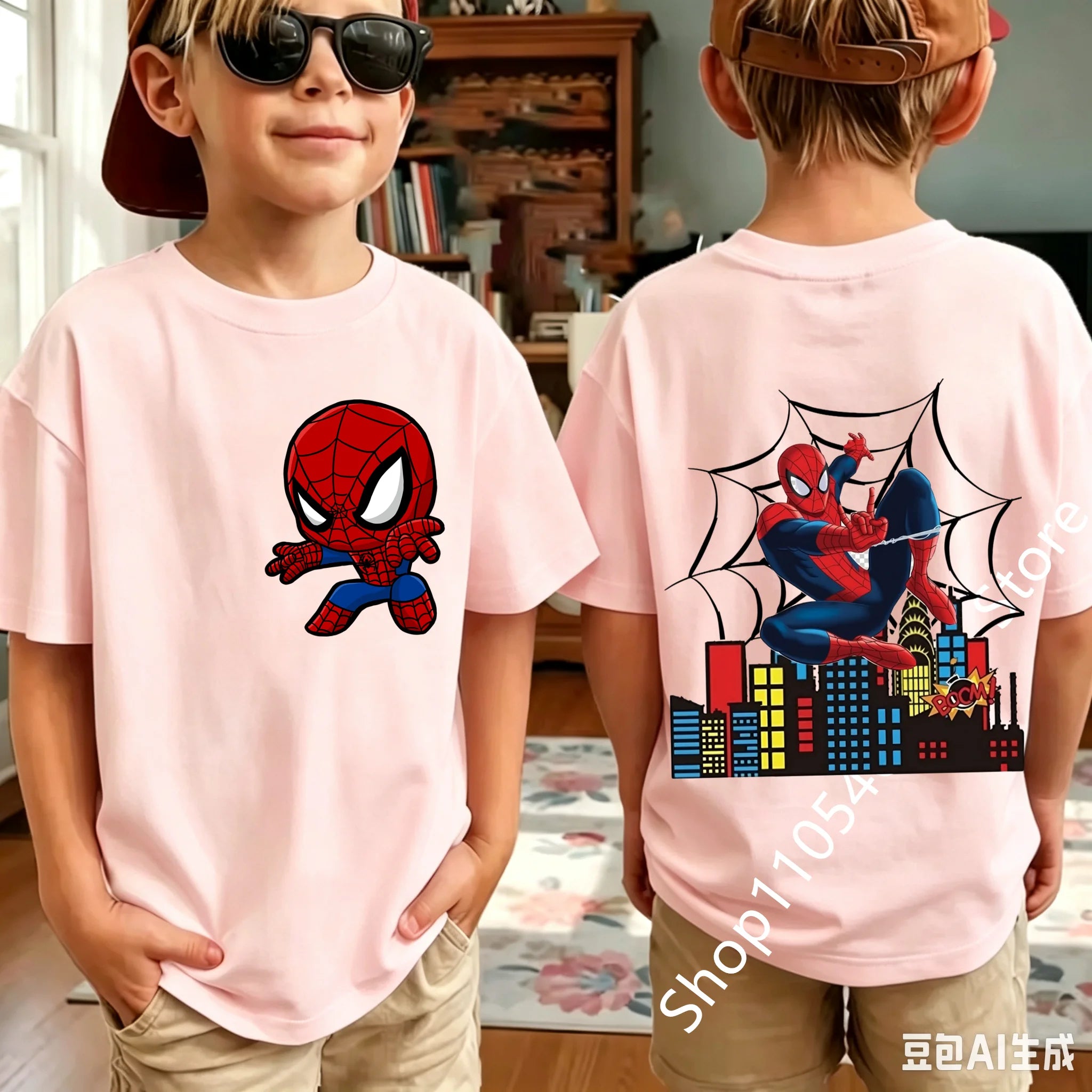 Kids Spider Character T-Shirt | Cute Breathable Summer Tee Graphic Tees - The Eezee Shop