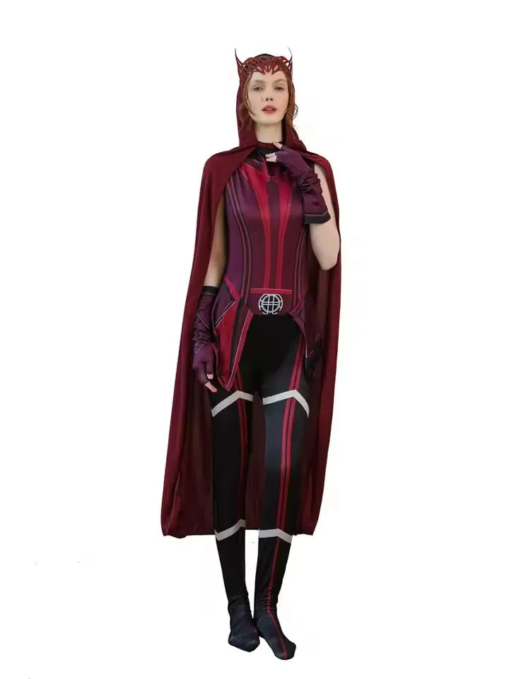 Scarlet Witch Cosplay Costume | Headpiece, Cloak & Pants Set Cosplay Costumes - The Eezee Shop