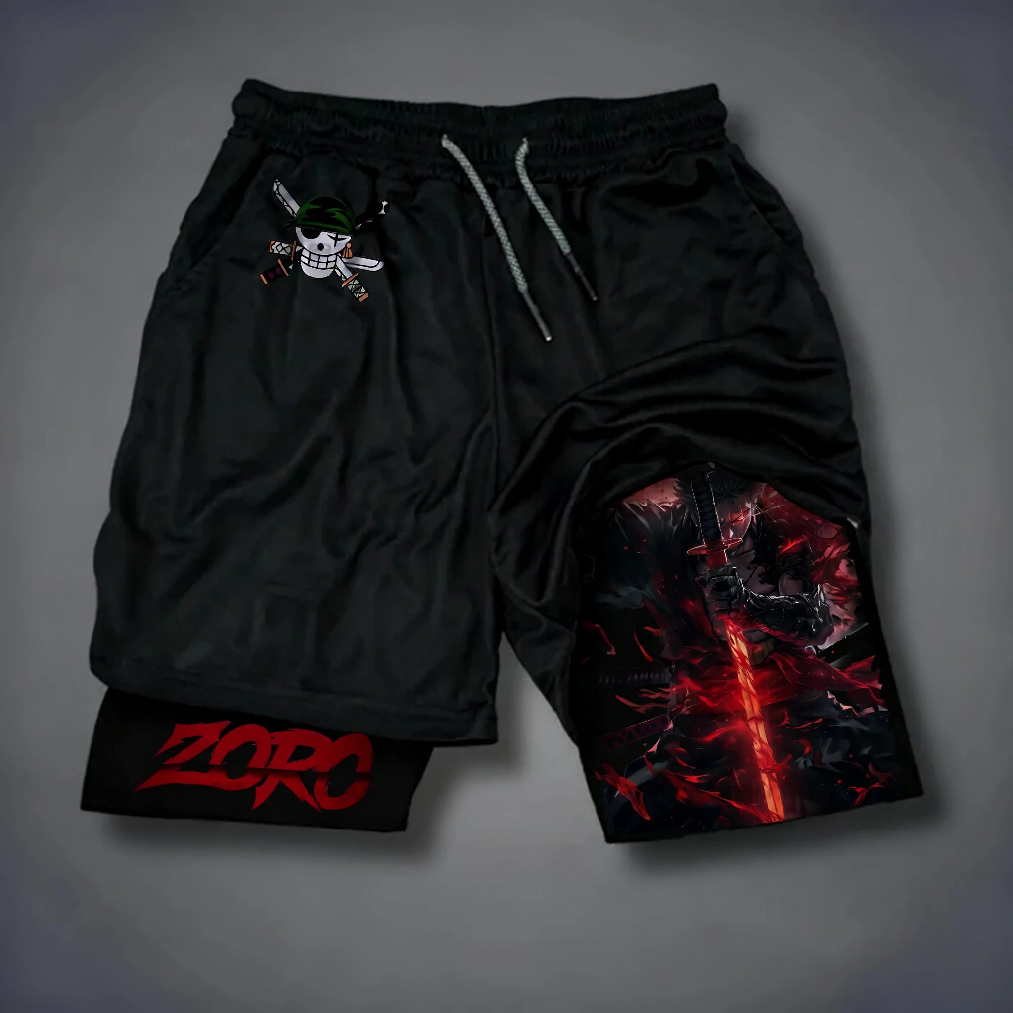 One Piece 2-in-1 Sports Shorts | Double-Layer Street Shorts Shorts - The Eezee Shop