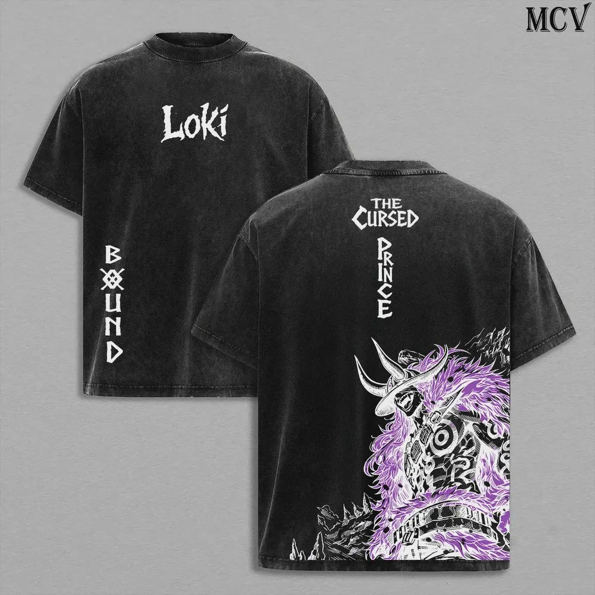 Loki Cursed Prince Washed T-Shirt | One Piece Oversized Tee Graphic Tees - The Eezee Shop