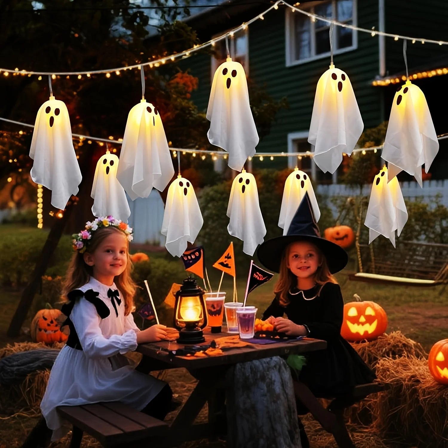 Hanging Ghost LED String Lights | 8-Mode Halloween Fairy Lights Halloween Lights - The Eezee Shop