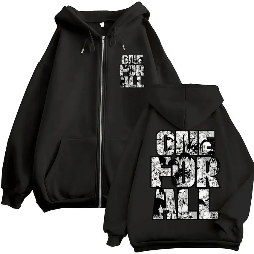 My Hero Academia Zip-Up Hoodie | Vintage Fleece Sweatshirt Hoodies & Sweatshirts - The Eezee Shop