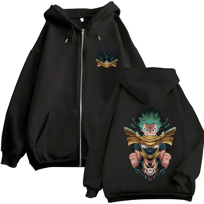 My Hero Academia Zip-Up Hoodie | Vintage Fleece Sweatshirt Hoodies & Sweatshirts - The Eezee Shop