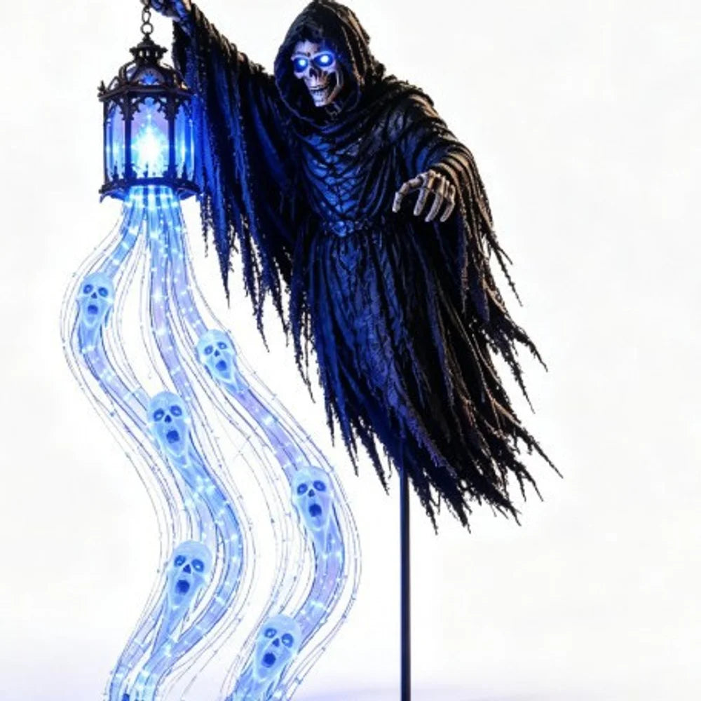 Soul Harvester Solar Stake Light | Animated Blue Ghost Garden Light Halloween Lights - The Eezee Shop