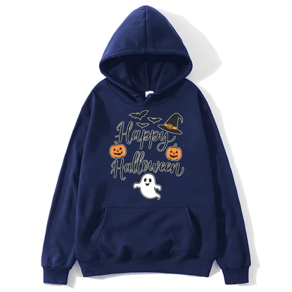 Happy Halloween Slogan Hoodie | Unisex Witch Hat Pumpkin Pullover Hoodies & Sweatshirts - The Eezee Shop