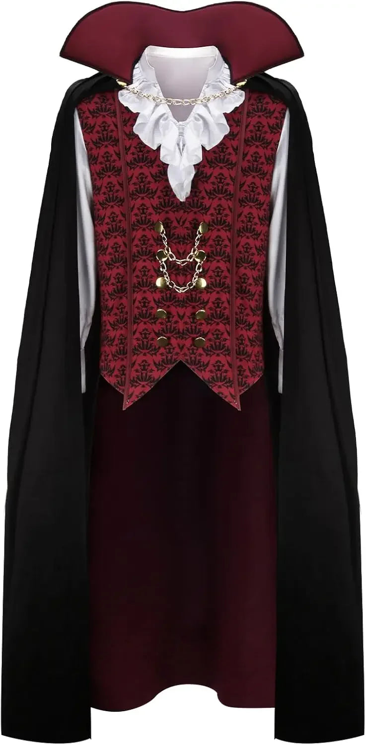 Men's Victorian Vampire Costume | Gothic Shirt & Long Cape Halloween Costumes - The Eezee Shop