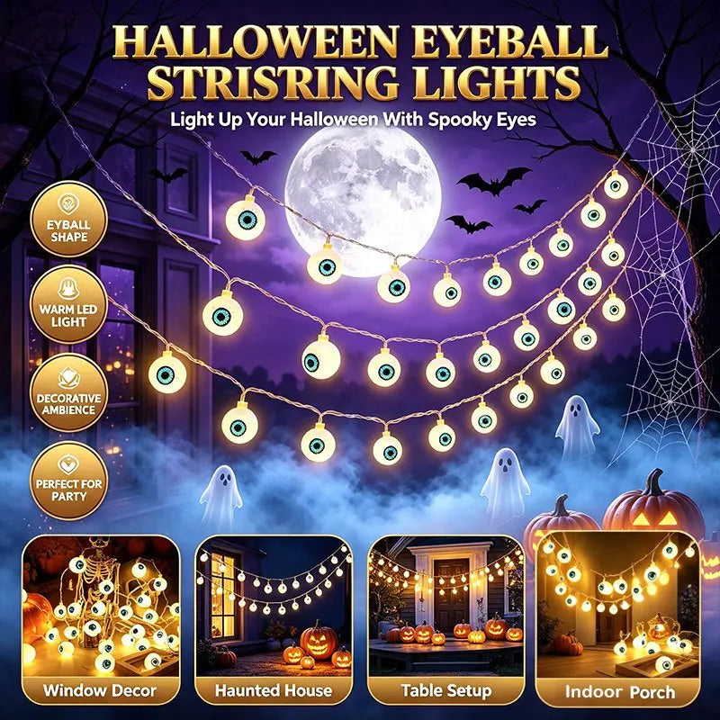 Eyeball LED String Lights | Battery Halloween Fairy Lights Halloween Lights - The Eezee Shop