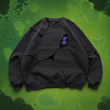 Dark Purple Patchwork Hoodie | Vintage Irregular Slit Pullover Hoodies & Sweatshirts - The Eezee Shop