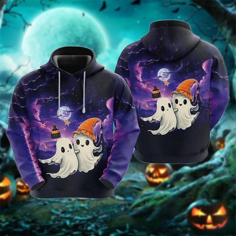 3D Ghost Candy Halloween Hoodie | Men's Witch Pattern Pullover Hoodies & Sweatshirts - The Eezee Shop