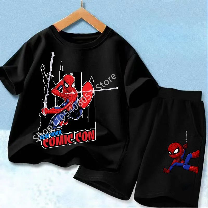Spider Hero Kids Summer Set | Short Sleeve Top & Shorts Outfit Sets - The Eezee Shop