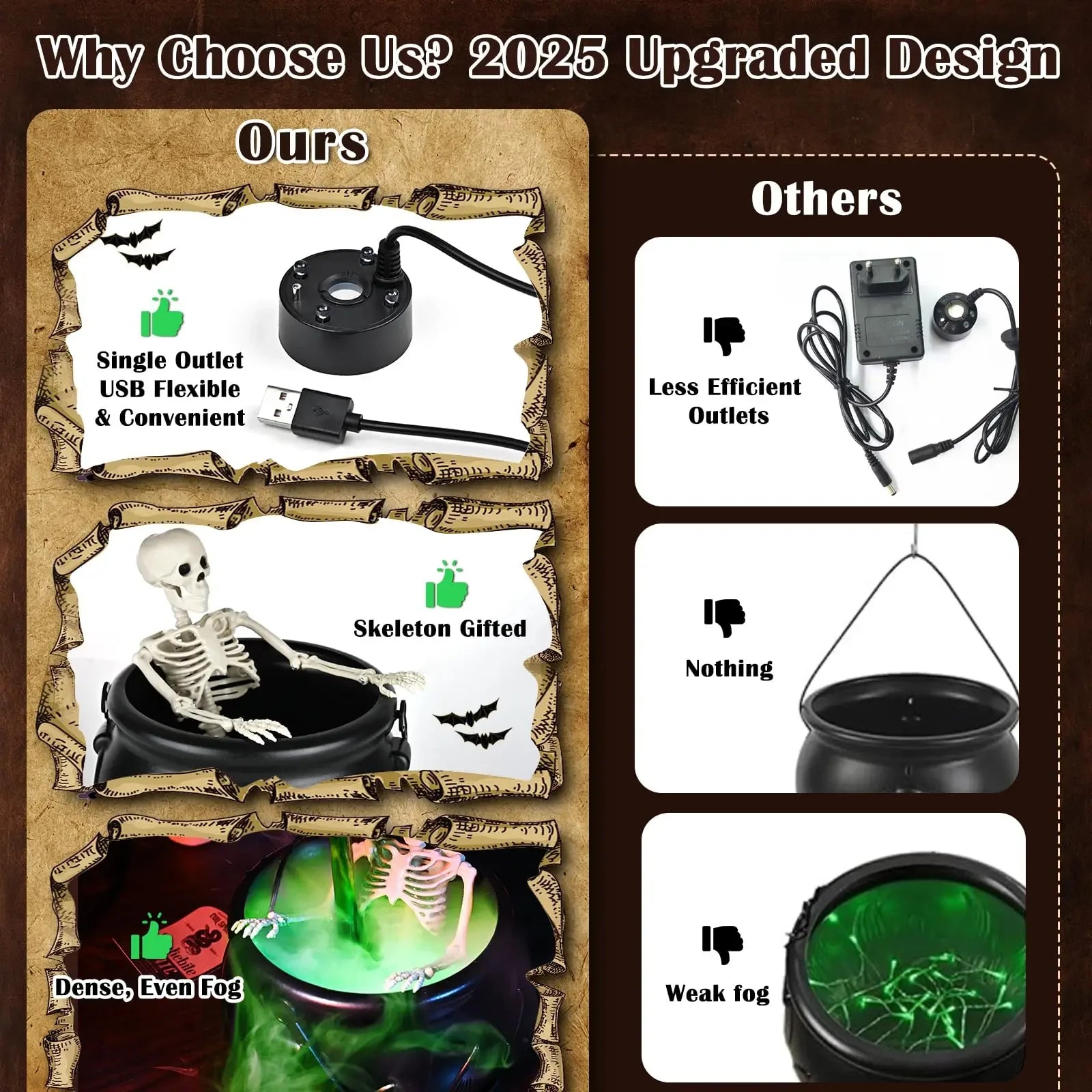 Witch Cauldron with LED Fog Mister | Skeleton Halloween Decor Halloween Decorations - The Eezee Shop