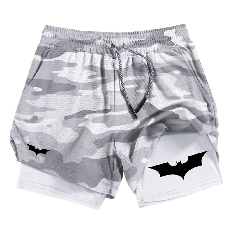 Bat Print 2-in-1 Gym Shorts | Men's Quick-Dry Shorts with Pocket Shorts - The Eezee Shop