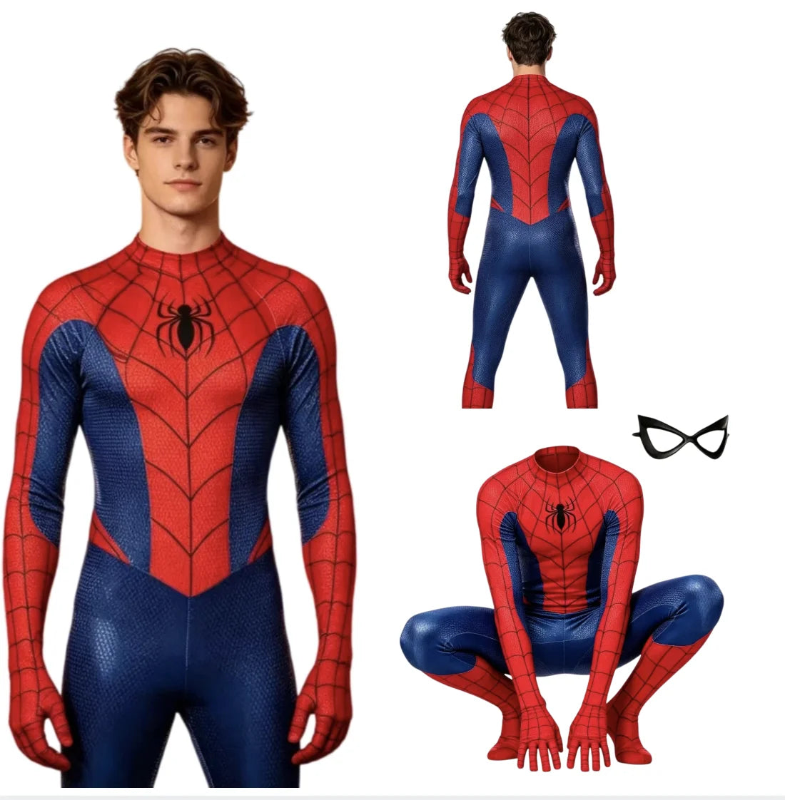 Spider-Man Cosplay Bodysuit | Red & Blue Zentai Suit with Mask Cosplay Costumes - The Eezee Shop