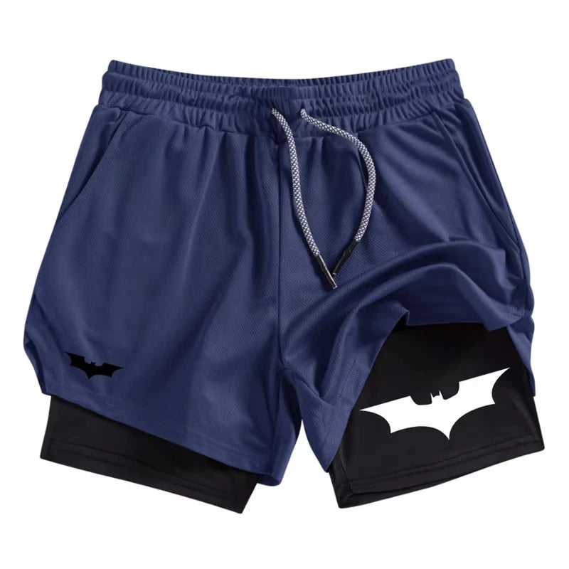 Bat Print 2-in-1 Gym Shorts | Men's Quick-Dry Shorts with Pocket Shorts - The Eezee Shop
