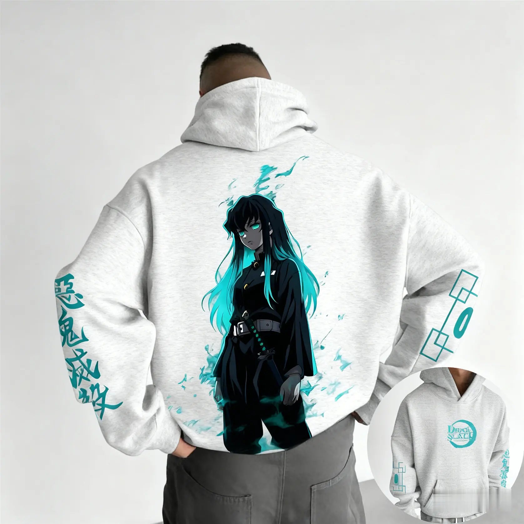 Muichiro Tokito Fleece Hoodie | Demon Slayer Plus Size Pullover Hoodies & Sweatshirts - The Eezee Shop