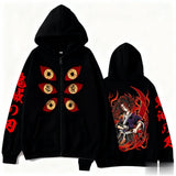 Kokushibo Cotton Zip-Up Hoodie | Demon Slayer Harajuku Jacket Hoodies & Sweatshirts - The Eezee Shop