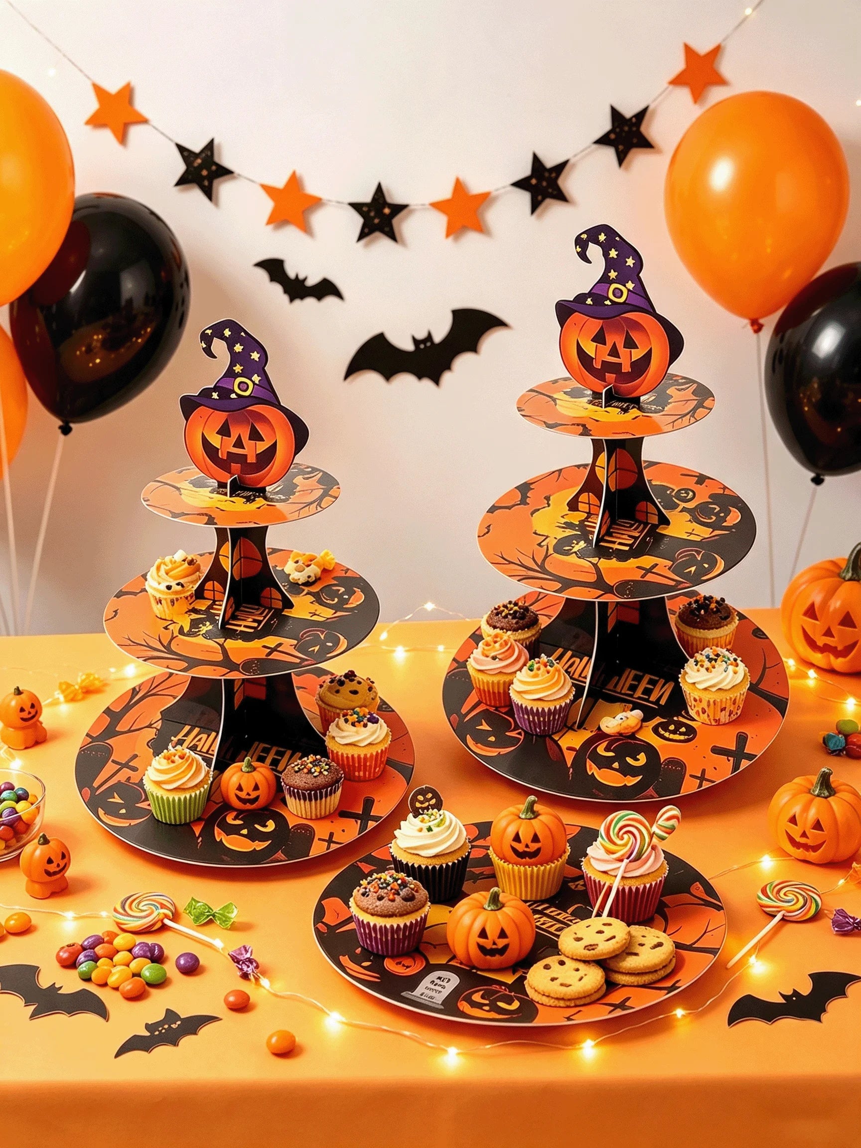 Halloween Evil Pumpkin Tiered Cake Stand | Party Dessert Tower Party Supplies - The Eezee Shop