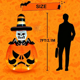 7ft Skeleton Pumpkin Inflatable | LED Halloween Lawn Display Outdoor Halloween Decorations - The Eezee Shop