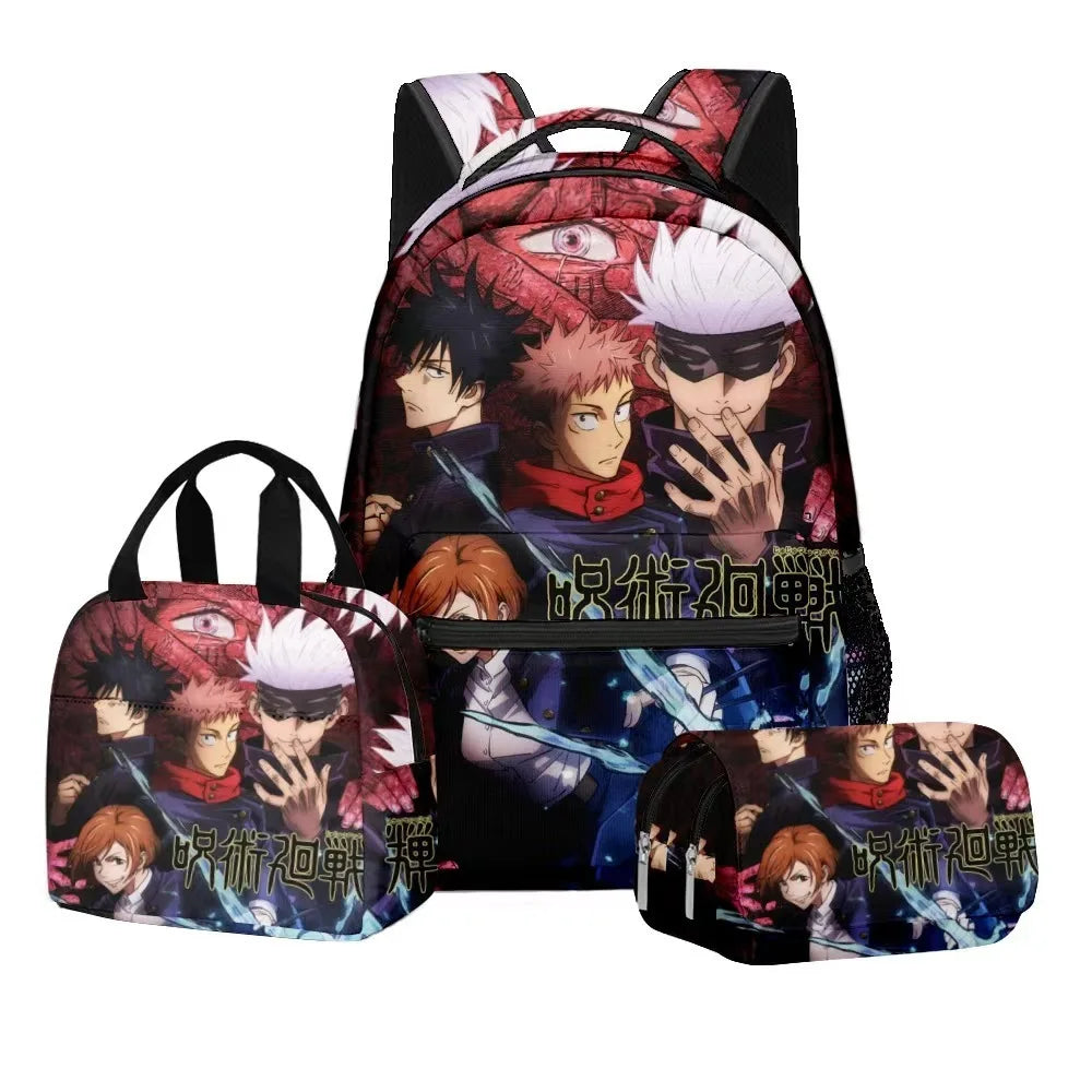 Jujutsu Kaisen Backpack 3-Piece Set | Bag, Pencil Case & Handbag Backpacks - The Eezee Shop