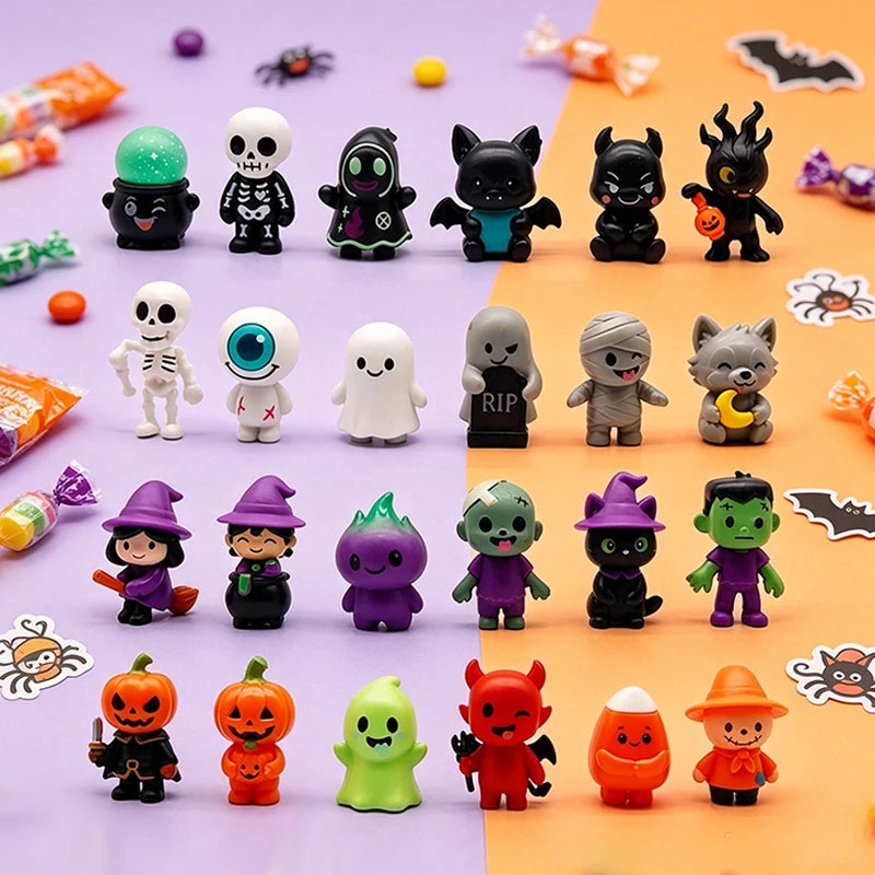 Mini Halloween Pumpkin Resin Statues | 24-Piece Witch & Devil Set Halloween Figurines - The Eezee Shop