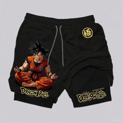 Dragon Ball Goku Anime Gym Shorts Men Double-layer 2-in-1 Sports Pants New Summer Japanese Cartoon Print Beach Pants Streetwear Performance shorts - The Eezee Shop