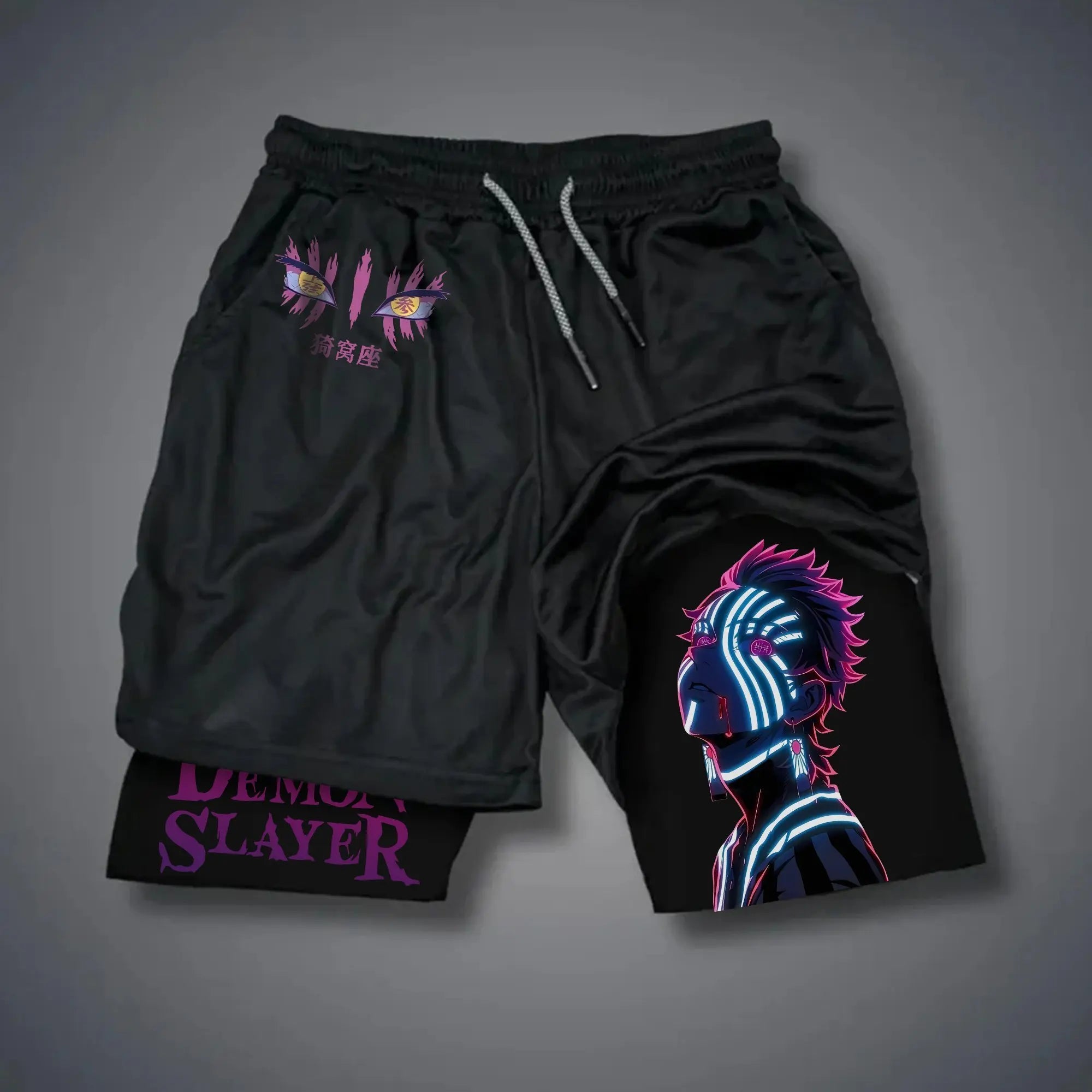 Demon Slayer Double-Layer Gym Shorts | Men's Quick-Dry Shorts Shorts - The Eezee Shop