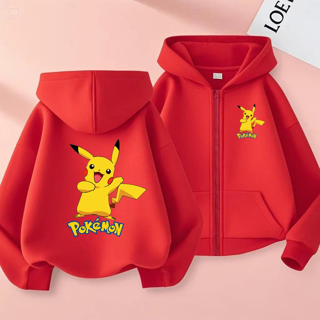 Kids Pikachu Zip-Up Sweatshirt | Pokemon Hooded Jacket 3-12Y Hoodies & Sweatshirts - The Eezee Shop