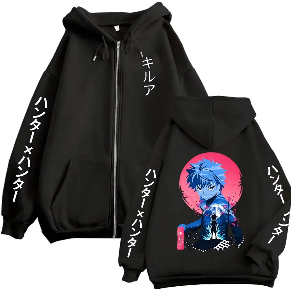 Killua Zoldyck Zip-Up Hoodie | Hunter x Hunter Fleece Jacket Hoodies & Sweatshirts - The Eezee Shop
