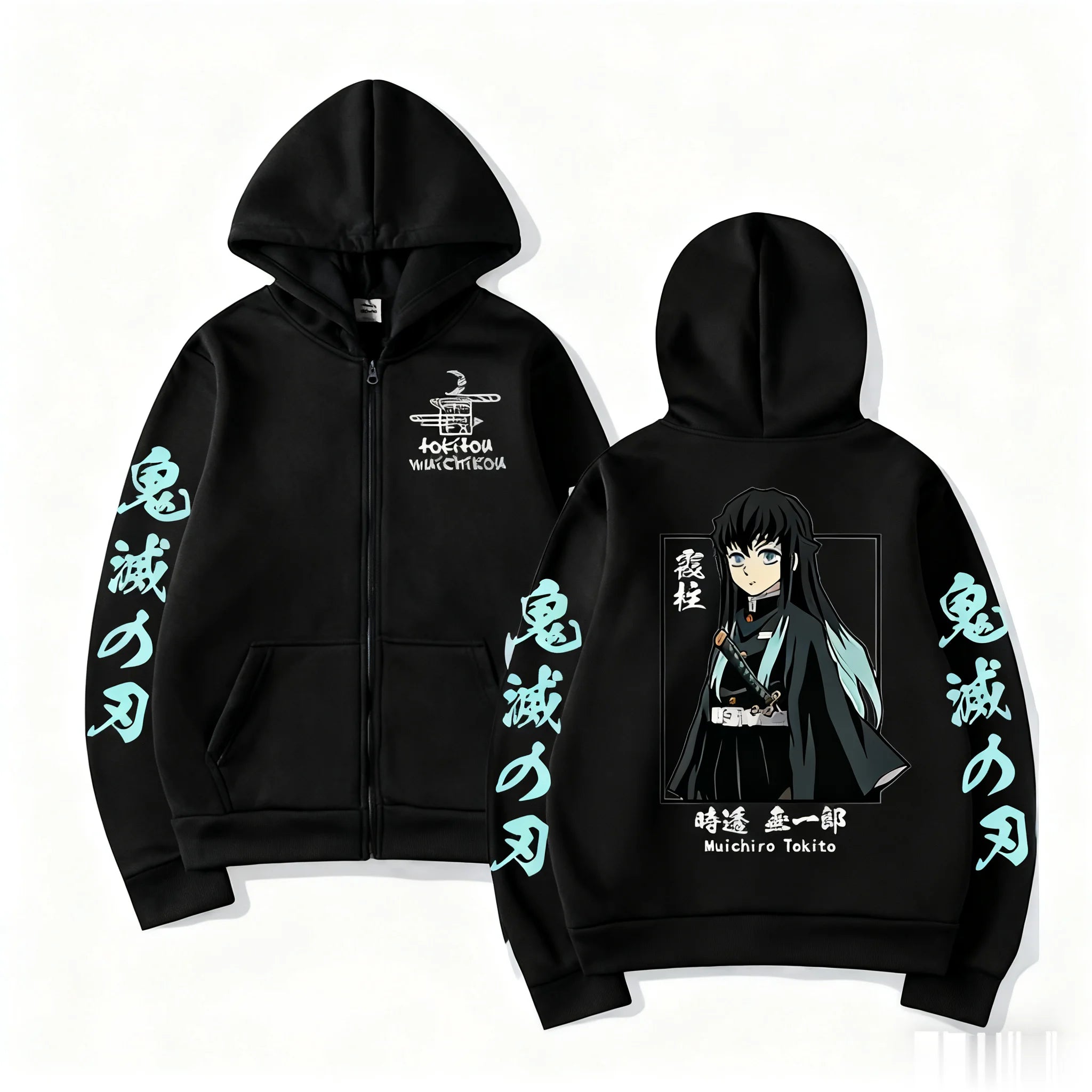 Muichiro Tokito Zip-Up Hoodie | Demon Slayer Streetwear Jacket Hoodies & Sweatshirts - The Eezee Shop