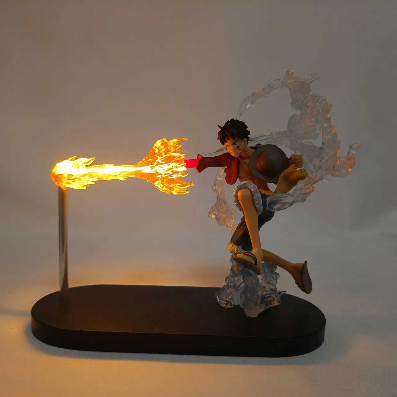 Portgas D. Ace LED Night Light | One Piece Flame Lamp Wood Base Lamps & Night Lights - The Eezee Shop