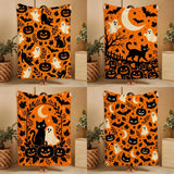 Black Cat Halloween Flannel Throw | Ultra-Soft Plush Blanket Throw Blankets - The Eezee Shop