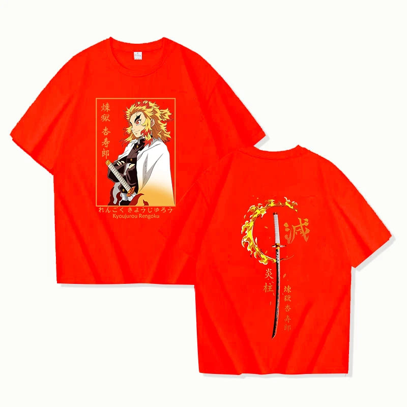 Rengoku Pure Cotton T-Shirt | Demon Slayer Parent-Child Tee Graphic Tees - The Eezee Shop
