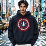 Captain America Shield Hoodie | Comic Print Loose Sweatshirt Hoodies & Sweatshirts - The Eezee Shop