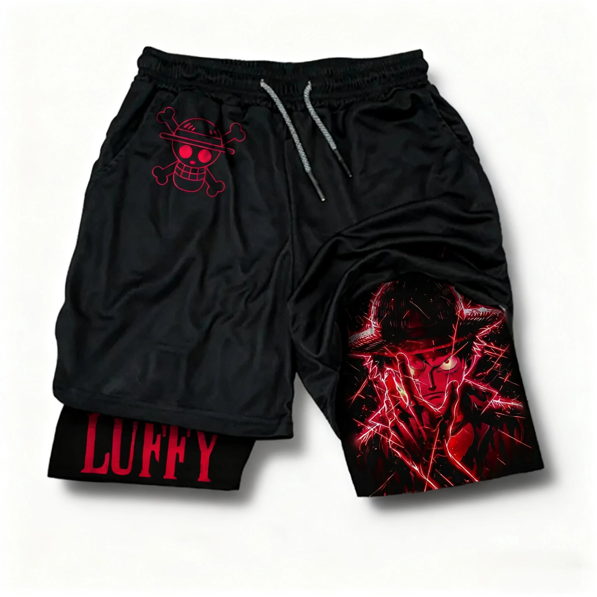 One Piece 2-in-1 Sports Shorts | Double-Layer Street Shorts Shorts - The Eezee Shop