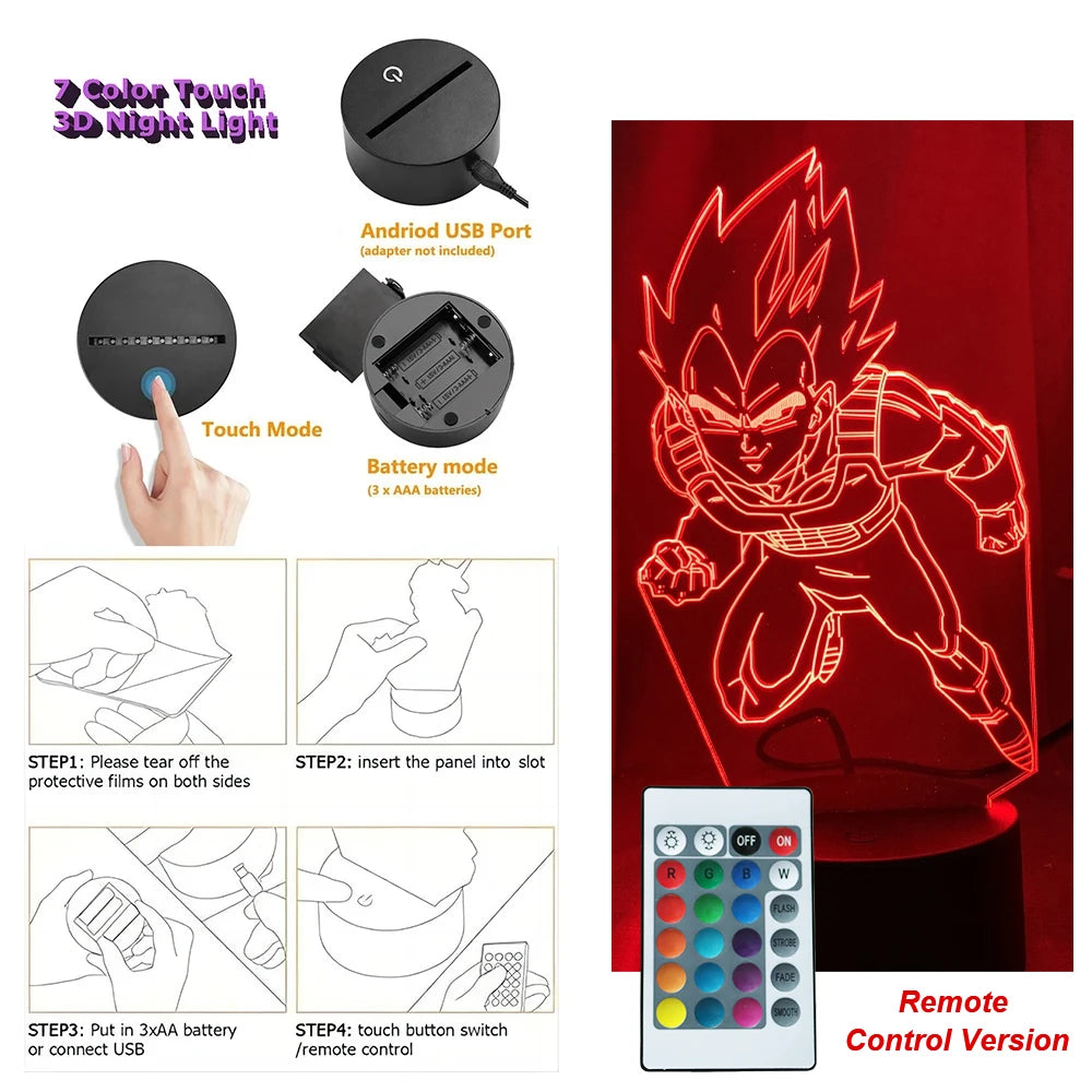 Dragon Ball Z 3D Figure Lamp | Goku, Vegeta, Gohan & Broly Lamps & Night Lights - The Eezee Shop