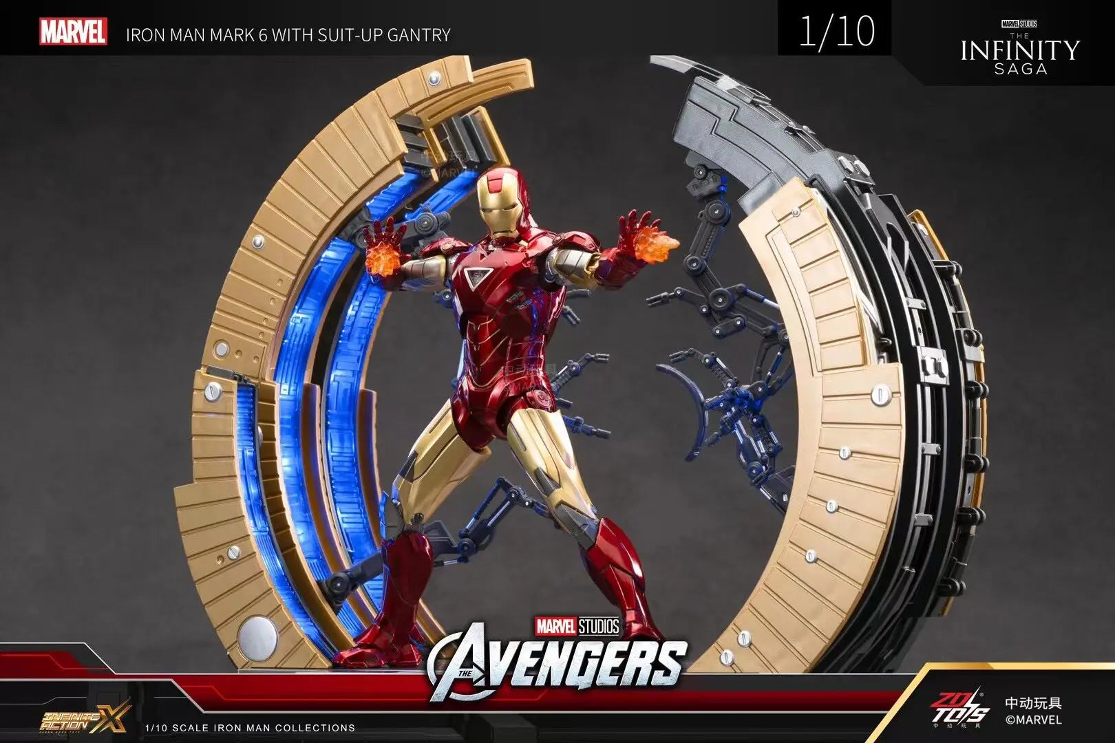 Iron Man MK4 with Suit-Up Gantry | 1/10 Collectible Figure Collectible Figures - The Eezee Shop